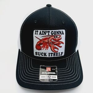 Richardson Black and White Trucker Hat with Lobster Patch